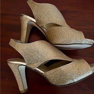 Lane Bryant Shimmering Gold Heels